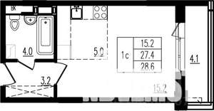 Студия квартира, строящийся дом, 29м2, 5/9 этаж
