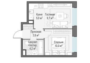 1-к квартира, строящийся дом, 33м2, 19/23 этаж