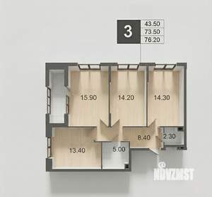 3-к квартира, вторичка, 76м2, 7/17 этаж