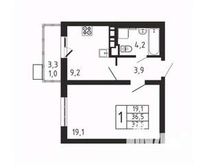 1-к квартира, вторичка, 38м2, 5/9 этаж