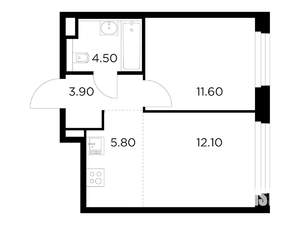 2-к квартира, строящийся дом, 38м2, 19/20 этаж
