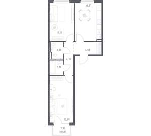 2-к квартира, вторичка, 58м2, 5/17 этаж