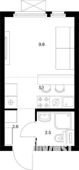 Студия квартира, вторичка, 20м2, 18/25 этаж
