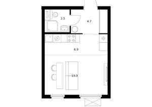 Студия квартира, вторичка, 27м2, 17/25 этаж