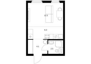 Студия квартира, вторичка, 25м2, 17/25 этаж