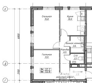 2-к квартира, вторичка, 52м2, 23/24 этаж