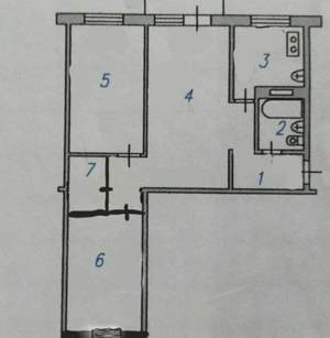 3-к квартира, вторичка, 58м2, 3/5 этаж