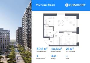 1-к квартира, вторичка, 40м2, 3/17 этаж