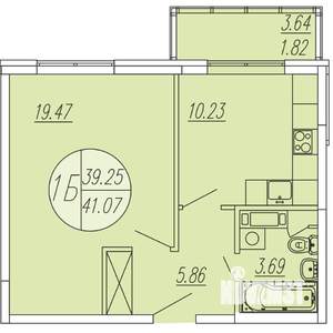 1-к квартира, вторичка, 41м2, 1/4 этаж