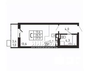 Студия квартира, вторичка, 28м2, 2/9 этаж