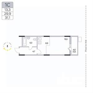 Студия квартира, вторичка, 31м2, 3/9 этаж