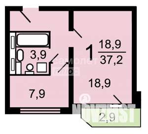 1-к квартира, вторичка, 37м2, 8/17 этаж