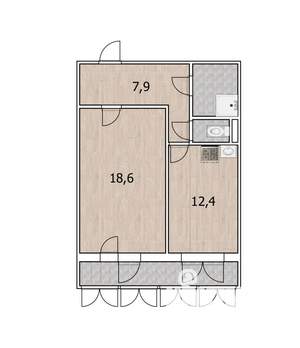 1-к квартира, вторичка, 46м2, 14/14 этаж