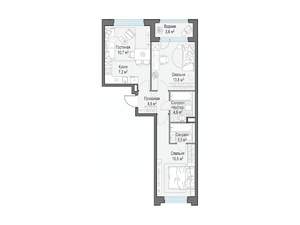 2-к квартира, строящийся дом, 60м2, 6/20 этаж