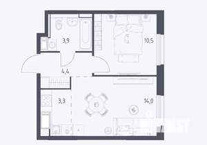 1-к квартира, вторичка, 36м2, 3/17 этаж