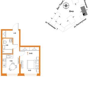 1-к квартира, вторичка, 35м2, 10/6 этаж