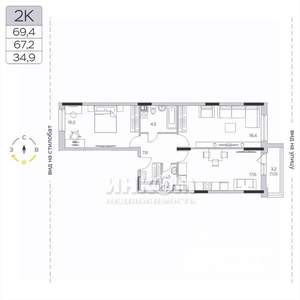 2-к квартира, вторичка, 67м2, 3/9 этаж