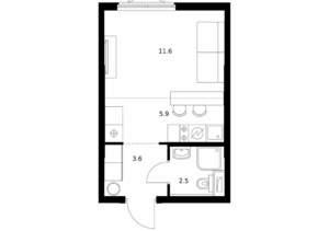 Студия квартира, вторичка, 24м2, 22/24 этаж