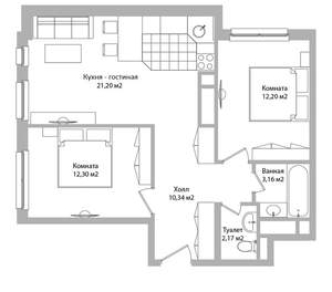 3-к квартира, вторичка, 61м2, 9/16 этаж