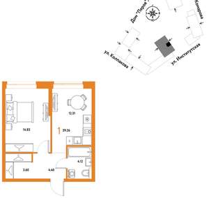 1-к квартира, вторичка, 39м2, 19/6 этаж