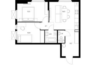 2-к квартира, вторичка, 54м2, 14/25 этаж