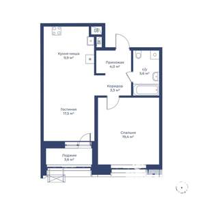 2-к квартира, строящийся дом, 62м2, 6/24 этаж