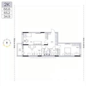2-к квартира, вторичка, 65м2, 6/9 этаж