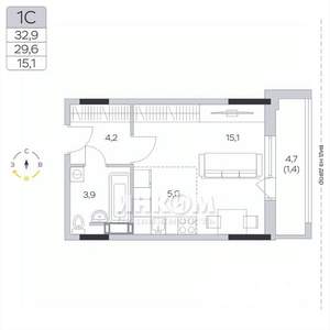 Студия квартира, вторичка, 30м2, 6/9 этаж