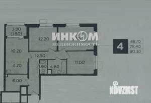 4-к квартира, вторичка, 80м2, 13/18 этаж