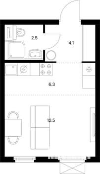 Студия квартира, вторичка, 25м2, 17/25 этаж