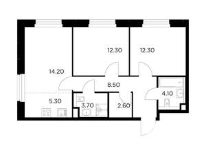 3-к квартира, строящийся дом, 63м2, 10/20 этаж