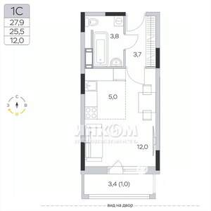 Студия квартира, вторичка, 26м2, 9/9 этаж