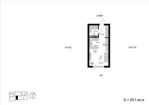 Студия квартира, строящийся дом, 29м2, 16/17 этаж