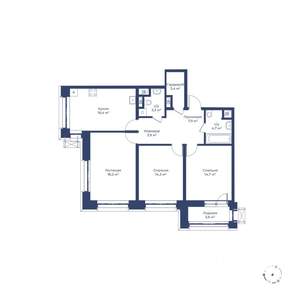 3-к квартира, строящийся дом, 89м2, 3/24 этаж