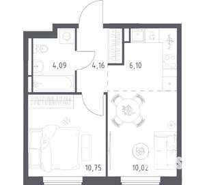 1-к квартира, вторичка, 35м2, 17/17 этаж