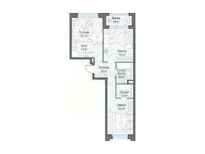 2-к квартира, строящийся дом, 60м2, 16/20 этаж