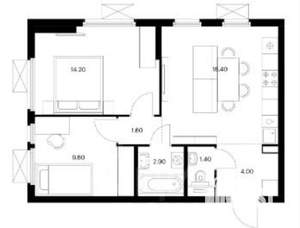 2-к квартира, вторичка, 52м2, 20/25 этаж