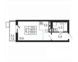 Студия квартира, вторичка, 28м2, 2/9 этаж