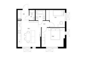 2-к квартира, вторичка, 51м2, 13/24 этаж