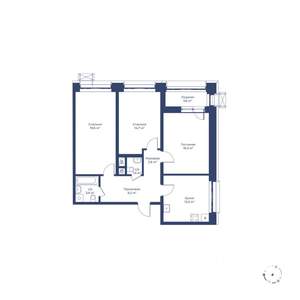 3-к квартира, строящийся дом, 82м2, 7/24 этаж