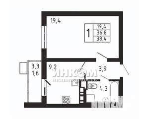 1-к квартира, вторичка, 38м2, 2/9 этаж