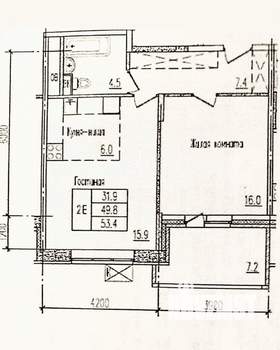 1-к квартира, вторичка, 53м2, 3/10 этаж