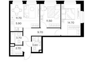3-к квартира, строящийся дом, 64м2, 11/23 этаж