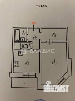 1-к квартира, вторичка, 46м2, 7/25 этаж