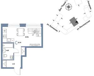 Студия квартира, вторичка, 30м2, 23/6 этаж