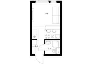 Студия квартира, вторичка, 20м2, 15/25 этаж