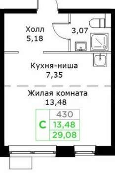 Студия квартира, вторичка, 29м2, 17/25 этаж