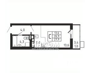 Студия квартира, вторичка, 28м2, 5/9 этаж