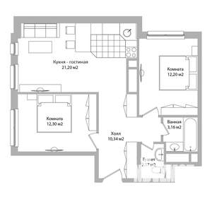 3-к квартира, вторичка, 61м2, 9/16 этаж