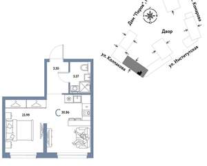 Студия квартира, вторичка, 31м2, 13/6 этаж